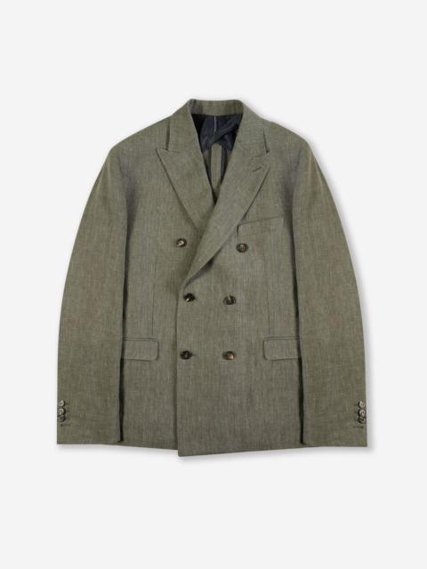 SLOWEAR Slim-fit double-breasted delavé linen jacket