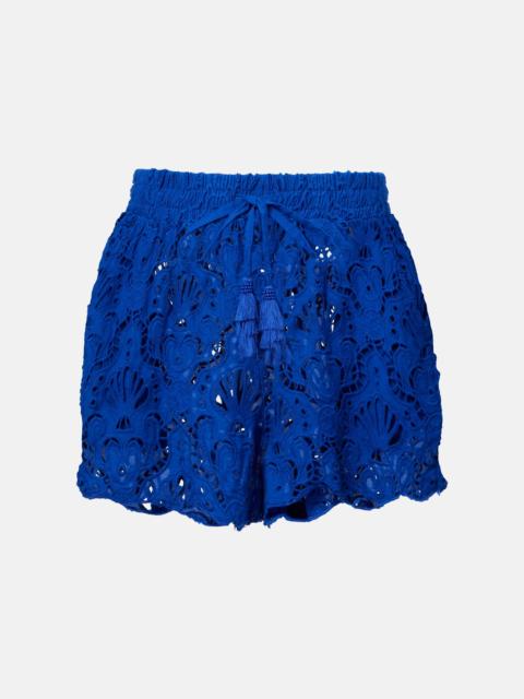 FARM RIO Floral lace cotton shorts