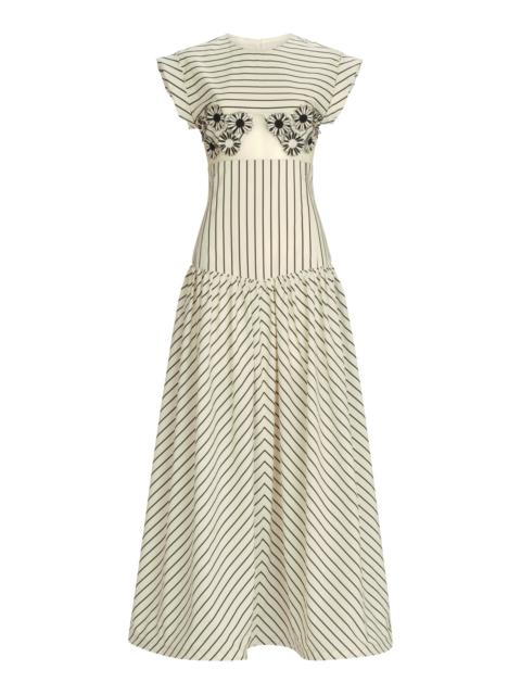 SILVIA TCHERASSI Hanane Embroidered Cutout Cotton Maxi Dress stripe
