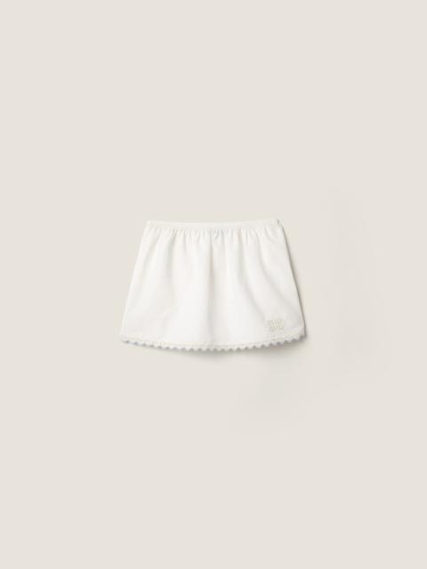 Miu Miu Embroidered slubbed poplin skirt