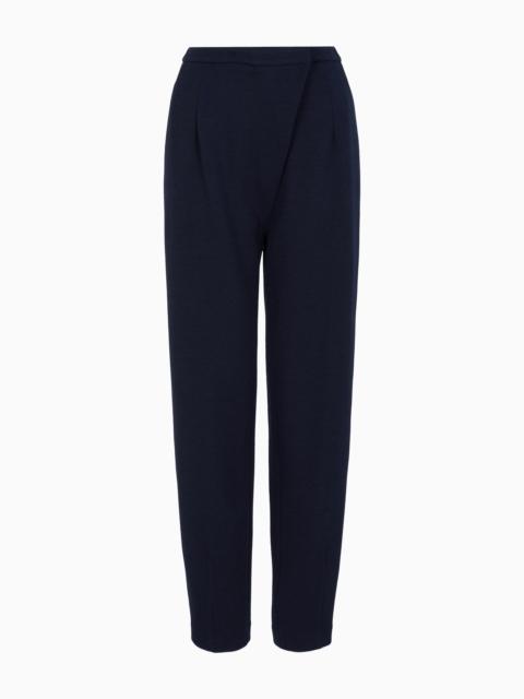 EMPORIO ARMANI Oval-leg trousers in textured jersey with an off-centre fastening