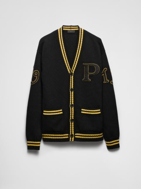 Wool and cashmere cardigan with patches