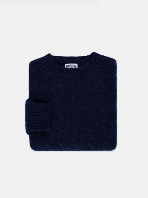 J. PRESS MADE-IN-SCOTLAND NAVY SHAGGY DOG CABLEKNIT SWEATER - CLASSIC FIT