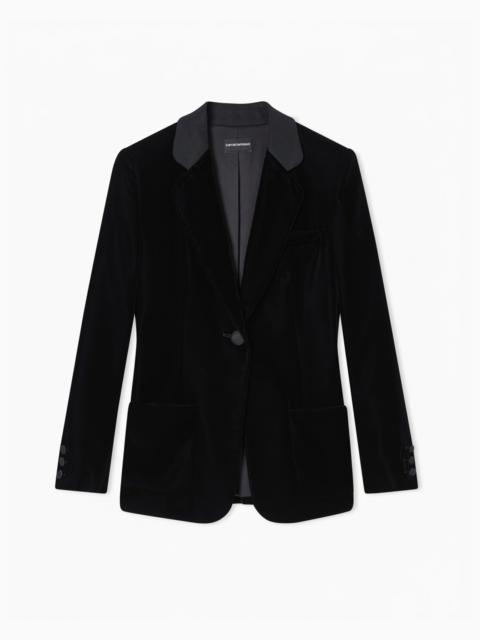 EMPORIO ARMANI SINGLE-BREASTED BLAZER IN VELVET