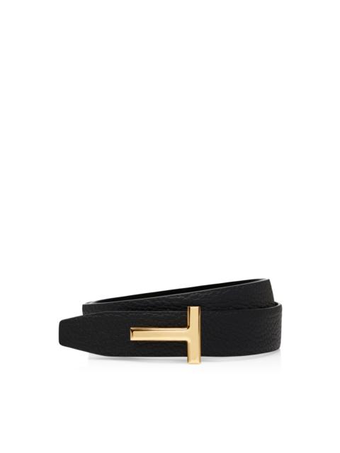 TOM FORD GRAIN LEATHER AND SMOOTH LEATHER REVERSIBLE T BELT 30 MM