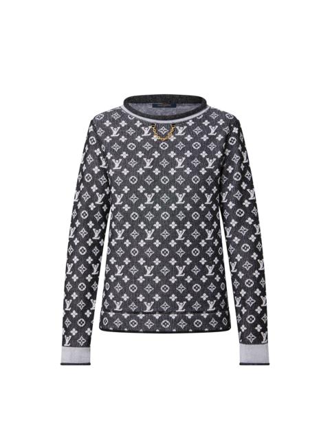 Louis Vuitton Denim Monogram Jacquard Knit Pullover
