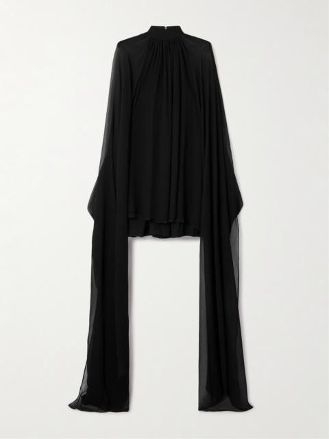 Taller Marmo Eterea Cape-effect Silk-crepon Halterneck Mini Dress