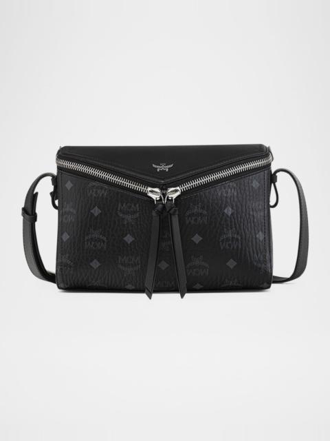 MCM Visetos Zip Faux Leather Shoulder Bag