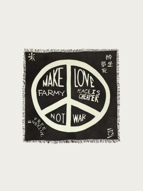 Kapital Rayon Fringed Square Stole (GIANT PEACE) - Black