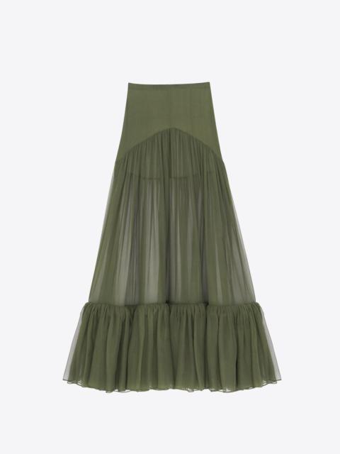 SAINT LAURENT ruffled long skirt in silk
