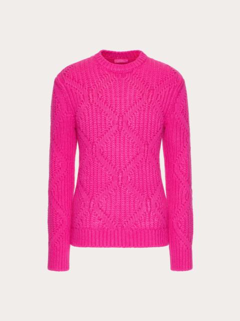 Valentino WOOL CREWNECK SWEATER WITH GEOMETRIC MOTIF