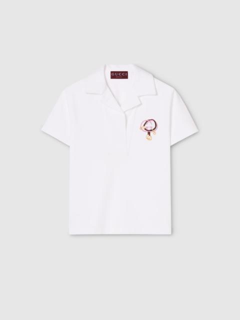 GUCCI Cotton piquet polo shirt with embroidery
