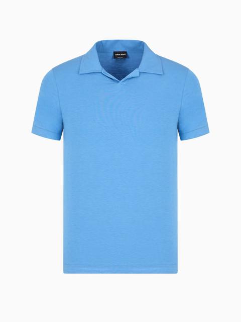 GIORGIO ARMANI Stretch viscose jersey short-sleeved polo shirt