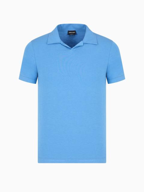 Stretch viscose jersey short-sleeved polo shirt