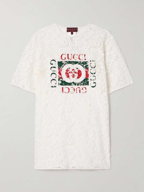 GUCCI Printed corded lace T-shirt