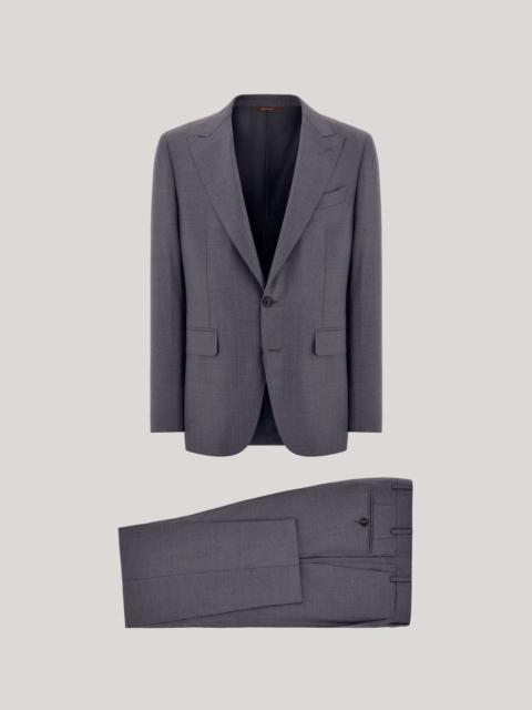 Canali GRAY AND BEIGE 150'S WOOL AND SILK MODERN-FIT SUIT WITH PINSTRIPES