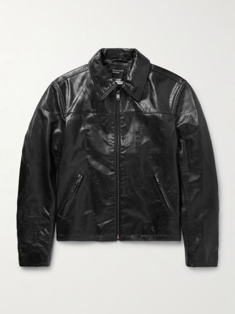 Enfants Riches Déprimés The Bully Distressed Embroidered Tumbled-Leather Jacket Black
