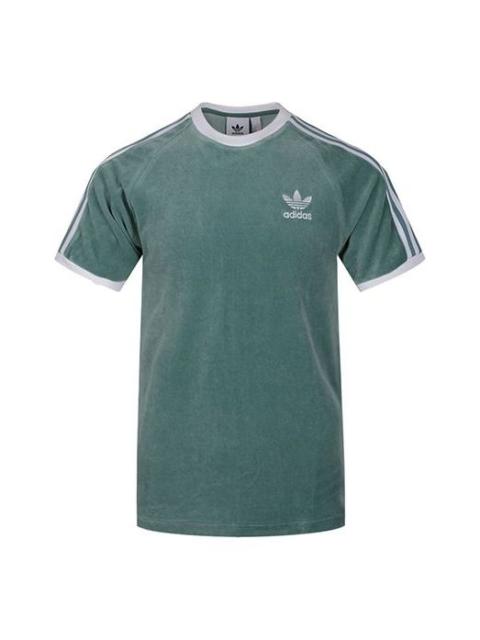 adidas originals Cozy Tee Casual Round Neck Loose Logo Stripe Short Sleeve Green DV1623