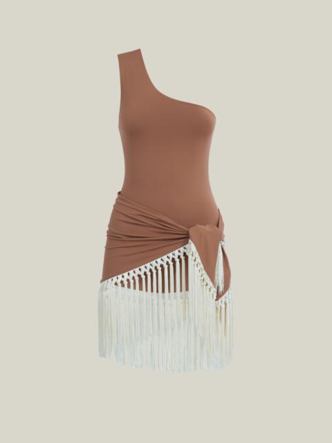 Taller Marmo Yacare Swimsuit in Camel-Ivory