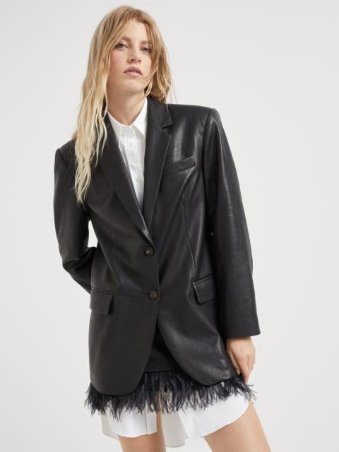 Brunello Cucinelli Natural leather blazer with monili