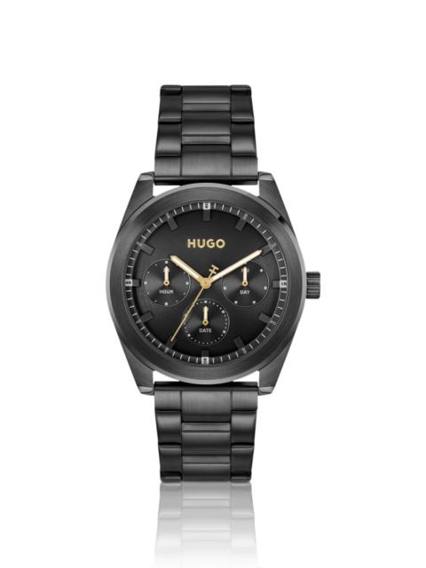 HUGO BLACK-PLATED WATCH WITH TONAL DIAL