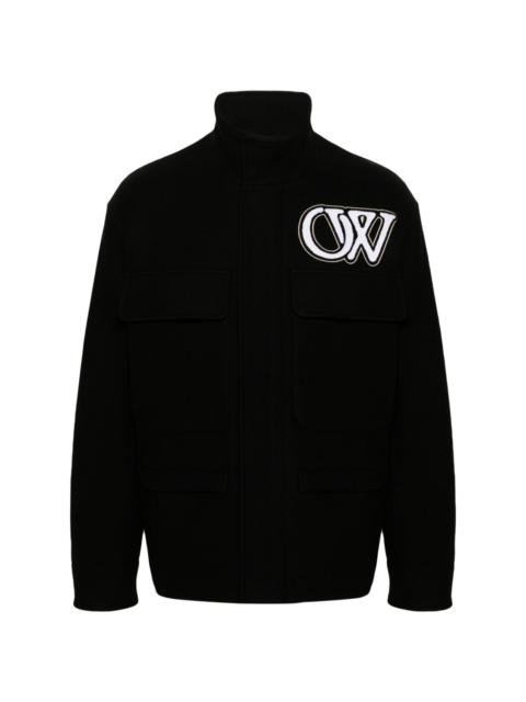 logo-embroidered felted varsity jacket
