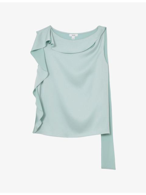 REISS Hanna Draped-Trim Satin Top