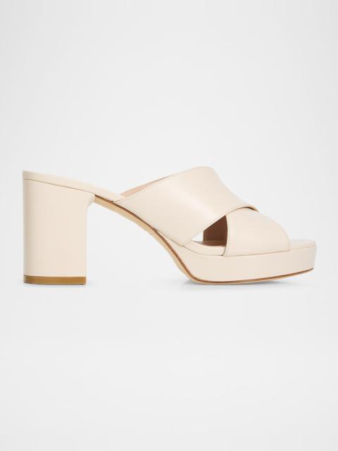 Stuart Weitzman 80mm Dayna Leather Platform Sandals