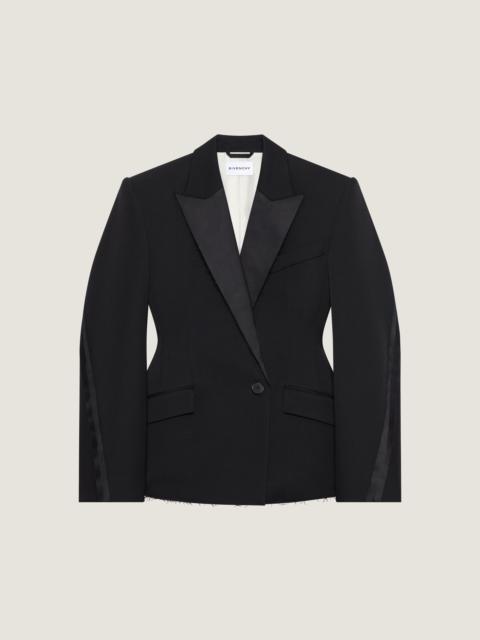 Givenchy DOUBLE-BREASTED COCOON JACKET IN WOOL WITH INSIDE-OUT DETAIL