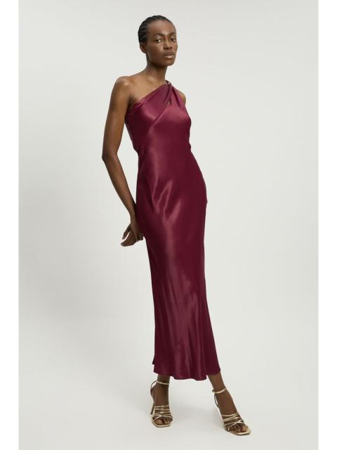 KAREN MILLEN Satin Viscose Trim Detail One Shoulder Maxi Dress