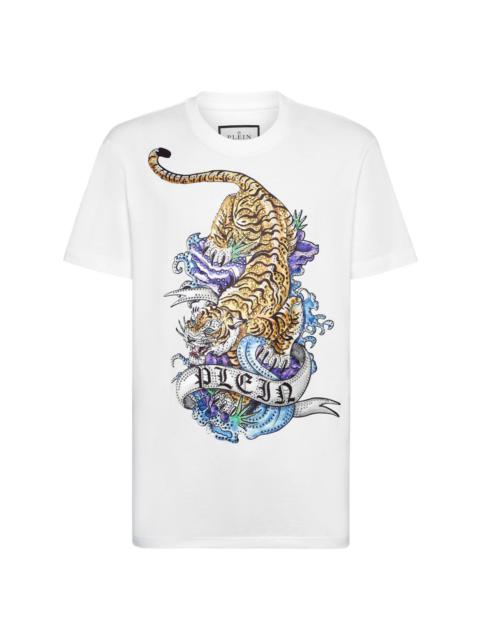 Tattoo-print cotton T-shirt