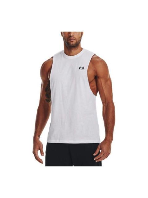 Under Armour Under Armour Sportstyle Left Chest Cut-Off Tank Top 'White' 1329286-101