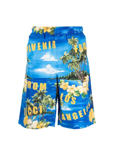 GUCCI graphic-print swim shorts