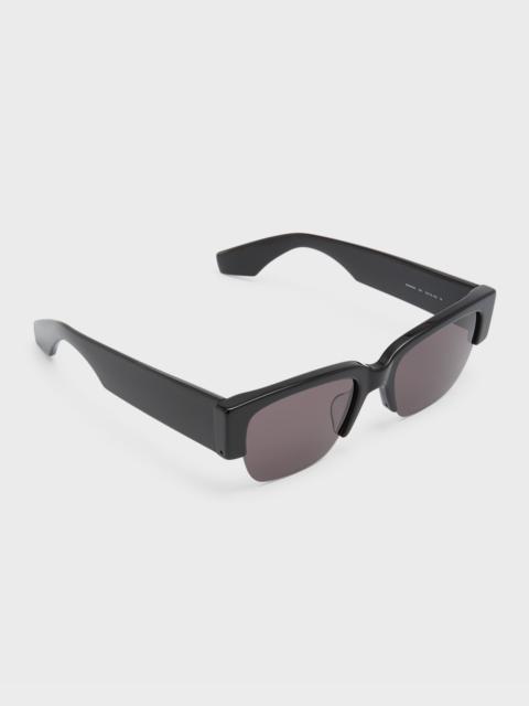 Alexander McQueen Men's Half-Rim Acetate Rectangle Sunglasses