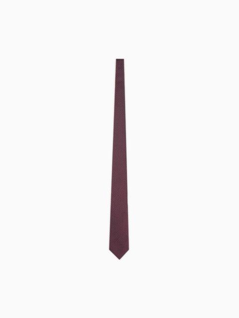 EMPORIO ARMANI SILK NECKTIE WITH A SMALL GEOMETRIC PATTERN