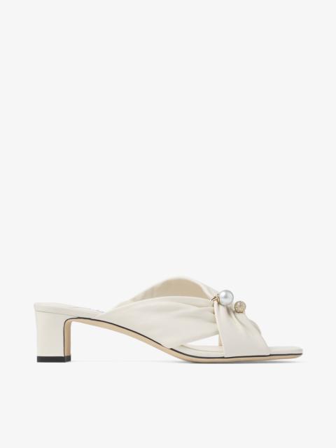JIMMY CHOO Rafi 45 Latte Soft Glove Leather Sandals