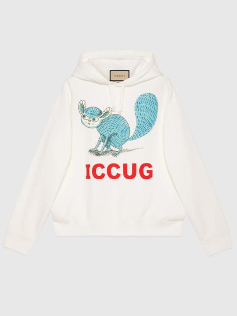 Sweatshirt with ICCUG animal print by Freya Hartas