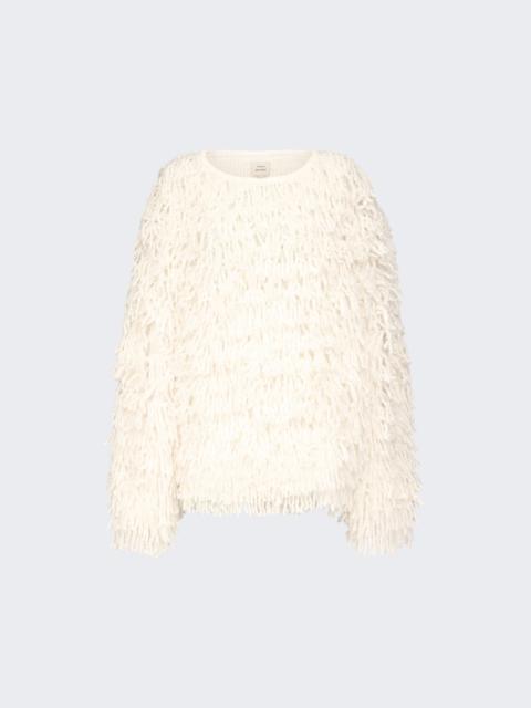 Loulou de Saison Gabin Alpaca Fringe Sweater Ivory