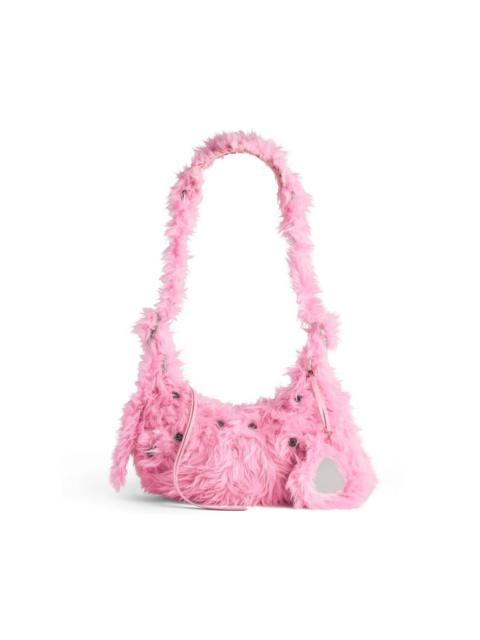 BALENCIAGA Women's Le Cagole Xs Shoulder Bag Fake Fur in Pink