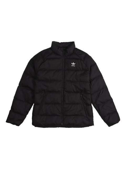 adidas originals Solid Color Stay Warm Zipper Stand Collar Down Jacket Black ED5837