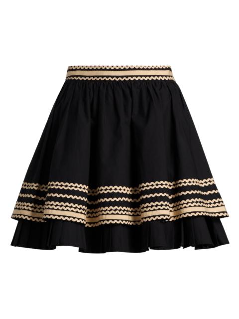 ULLA JOHNSON Women's Adaleigh Layered Scalloped Cotton Miniskirt - Noir