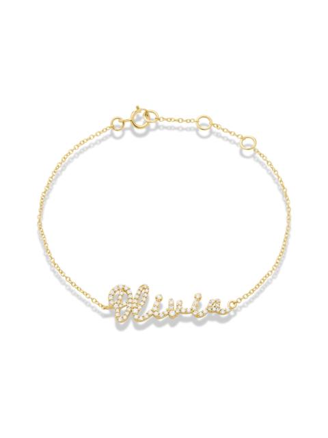 STONE AND STRAND Lab-Created Diamond Script Nameplate Bracelet