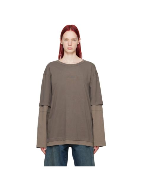 Taupe Layered Long Sleeve T-Shirt