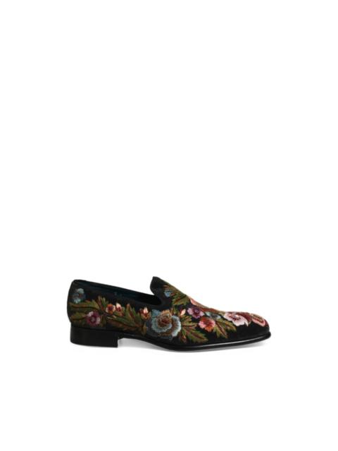 Dolce & Gabbana floral-embroidered velvet loafers