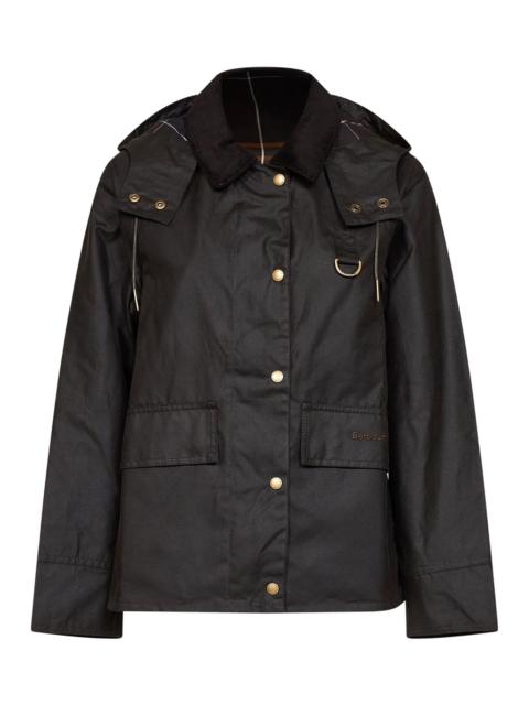 Barbour Olive waxed cotton Avon hooded jacket