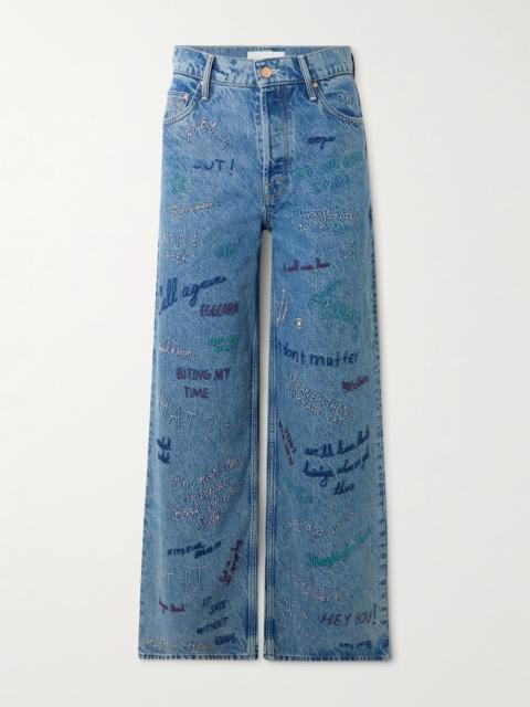 MOTHER Double Dip Nerdy Embroidered Mid-rise Wide-leg Jeans
