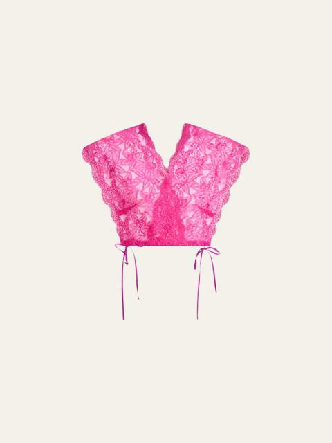 Dries Van Noten Cico Floral Lace Drawstring Crop Top