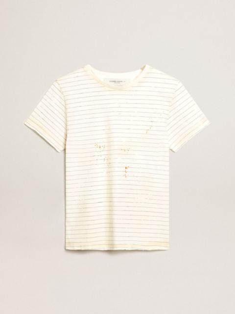 Golden Goose White T-shirt with vintage notebook effect