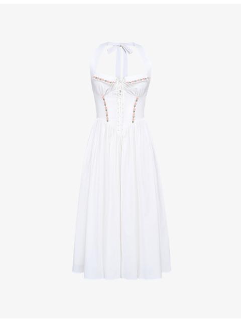 House of CB Emilia Halter-Neck Cotton Midi Dress
