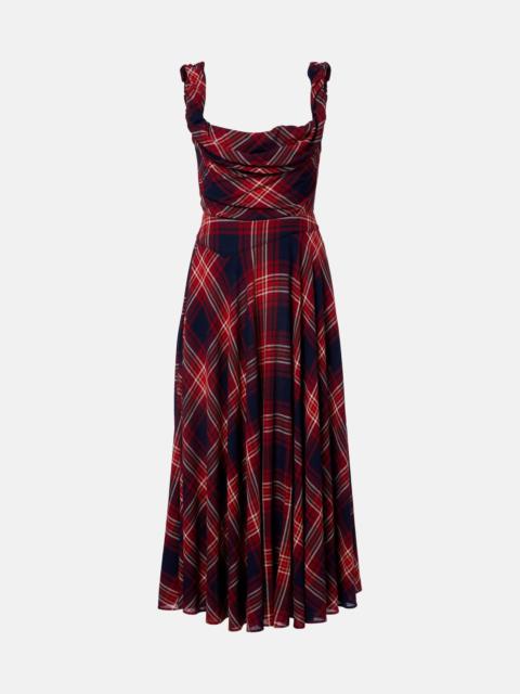 Chichi draped plaid midi dress